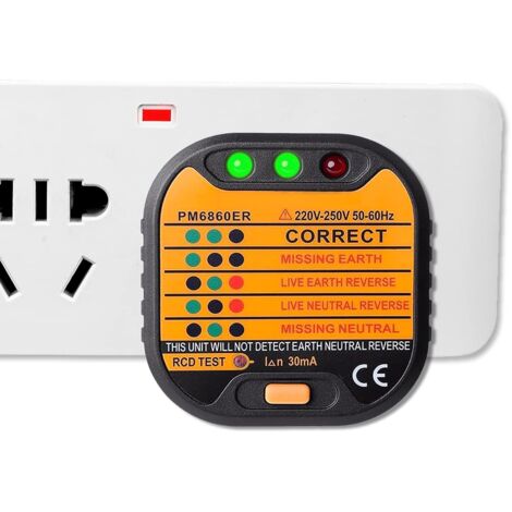 APEX Testeur de prises électriques, détecteur de polarité de circuit 220 V, testeur de prises secteur avec écran LCD (RCD/GFCI). (1/5)