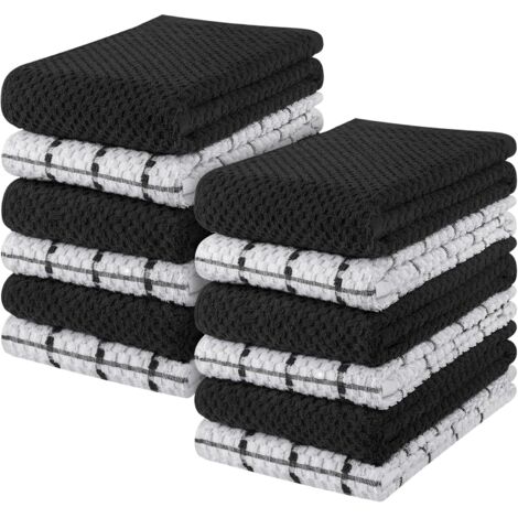 APEX Torchons - Lot de 12 torchons de cuisine - 38 x 64 cm - 100 % coton filé à l'anneau, ultra doux et absorbants, pour la vaisselle