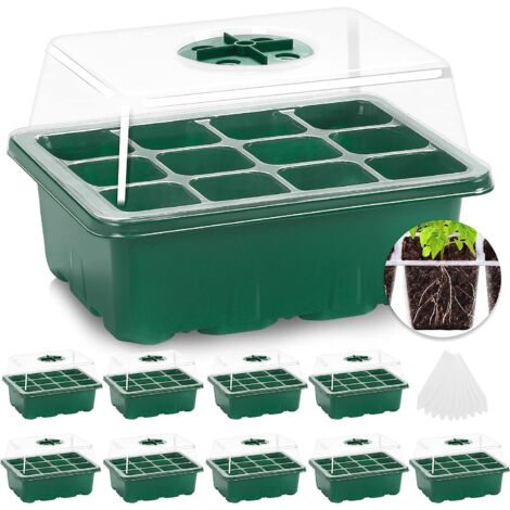 APEX Plateaux de semis, lot de 10, 120 alvéoles, réutilisables, avec couvercles, pour jeunes plants. Plateau de propagation.