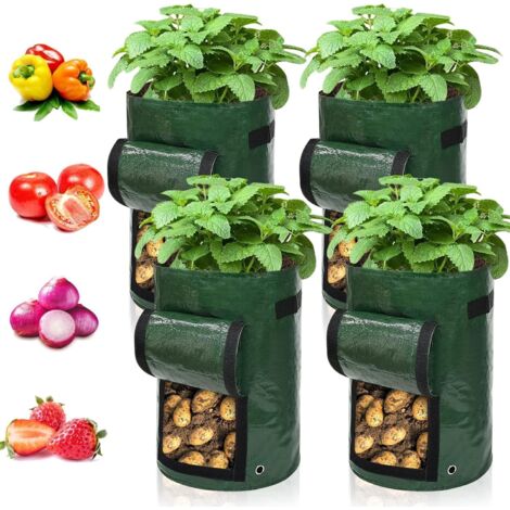 APEX Sacs de culture de 10 gallons (lot de 4), avec fenêtre à rabat, pour légumes, fruits et fleurs (1/5)