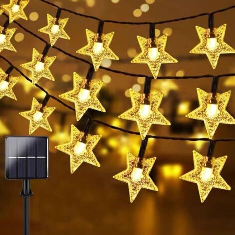 APEX Guirlande lumineuse solaire de jardin, 7 m (23 pi), 50 LED étoiles, étanche, 8 modes d'éclairage décoratif, couleur chaude (1/5)