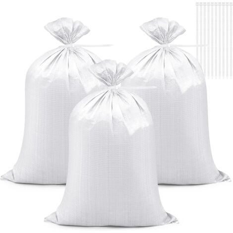 APEX Lot de 20 sacs de sable 55 × 90 cm, sacs à gravier tissés haute résistance, sacs de sable haute résistance, pour la construction, les déchets de jardin et la protection contre les inondations (bl