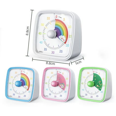 Minuteur Visuel Enfant 60 Min - Arc-en-ciel Qui Disparaît - 3 Niveaux De Volume - Pour Devoirs, Cuisine - 4