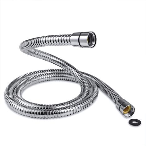 APEX Flexible de douche 2 m - 10 mm de diamètre, en acier inoxydable chromé, étanche et anti-torsion. (1/3)