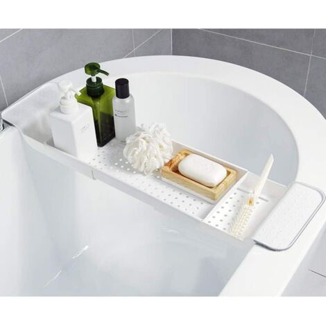 Plateau De Baignoire Réglable En Plastique Transparent - Porte Livres, Téléphone, Bougies Et Vin Plateau Baignoire Antidérapant