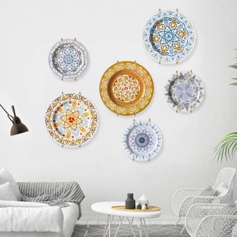Supports Muraux Invisibles Pour Assiettes Décoratives - Crochets Extensibles 36-46 Cm, Blanc, Pour Exposition Vaisselle Au Mur - 10