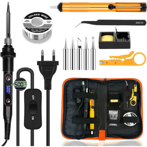 APEX Fer à Souder Kit 80W Température Réglable 180-500°C Electronique de Precision avec Interrupteur ON/OFF, 5 Conseils de soudage etc. (1/5)