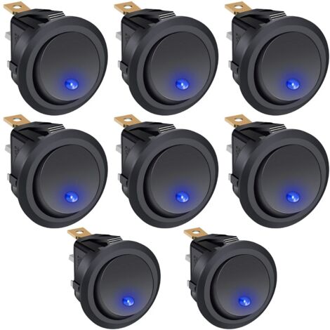 APEX 8 pcs Interrupteur à bascule Rond Interrupteur 12V SPST ON OFF 2 position 3 Broche 20Apour Camion Véhicule de Loisir KCD2-102N-BU (1/5)