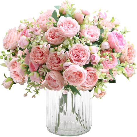 APEX 2 Bouquets Pivoines Artificielles en Soie Bouquets pour Fête de Mariage, Centre de Table, Décoration, Rose