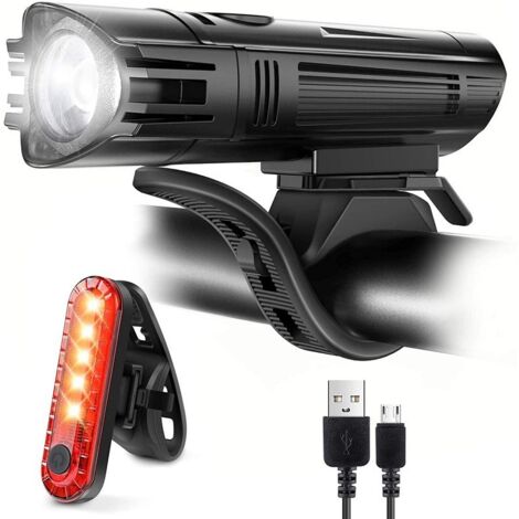APEX Feu arrière de vélo (2PCS),Lumière vélo Avant et Arrière Rechargeables par USB,Rotatif à 360° 2200mah Phare de vélo et Feux arrière (1/5)