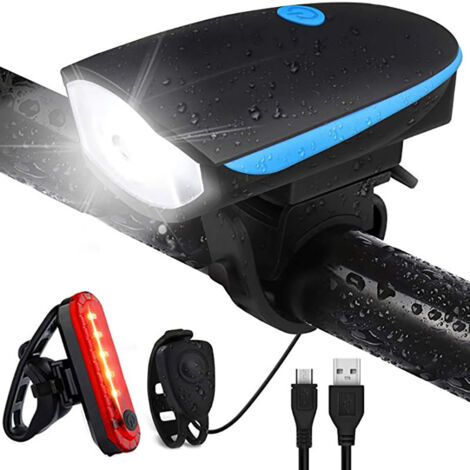 APEX Lumiere Velo Avant et Arriere avec Buzzer LED Puissantes Eclairage Velo Étanche IP65 Lumière Vélo USB Rechargeable Accessoires Velo (1/5)