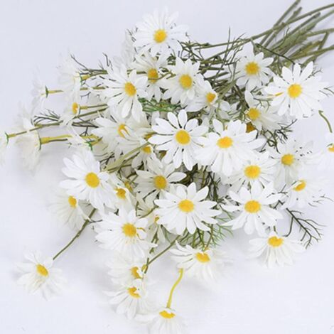 APEX Lot de 12 Marguerites artificielles Blanches résistantes aux UV avec tiges - Arrangements de Plantes pour décoration de Mariage (1/5)