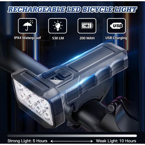 Lumiere Velo avec Spot et Faisceau D'inondation Rechargeable par USB Lampe Vélo LED Étanche IP65 Lumiere Velo avec Spot et Faisceau D'inondation Rechargeable par USB Lampe Vélo LED Étanche IP65
