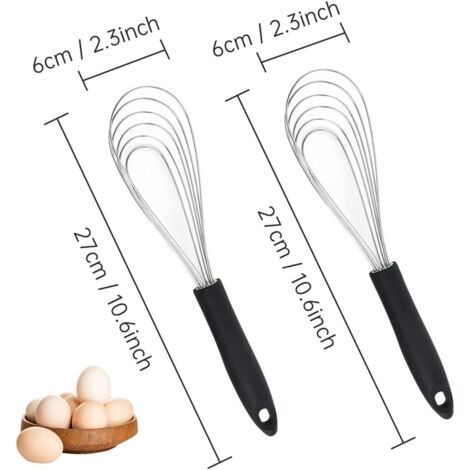 Jell-Cell Fouet plat en acier inoxydable avec poignée antidérapante en silicone 5 fils 25,4 cm