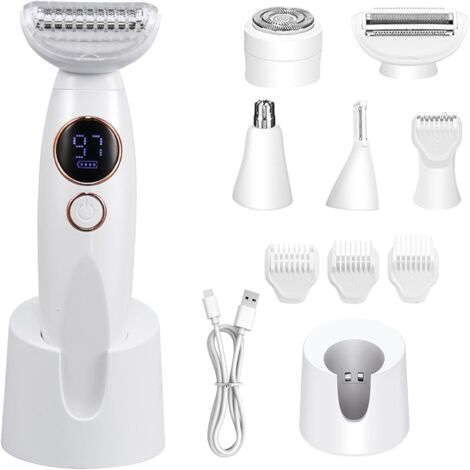APEX Rasoir Electrique Femme,5 en 1 Tondeuse Femme Intime, Tondeuse Maillot , Pour le Les Aisselles, Le Bikini, Les Sourcils et Le Nez