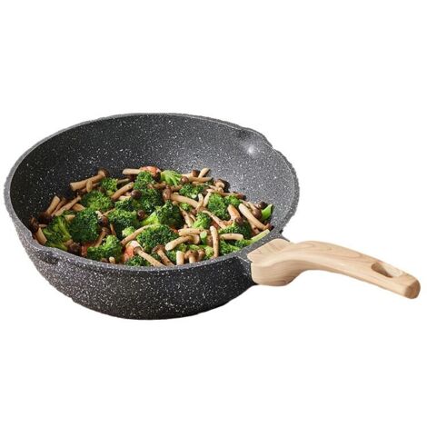 APEX Poele en Pierre induction Antiadhésive 24CM, Poêles à Frire Anti Adhesive, Poêle à Omelette - Avec couvercle en verre (1/5)