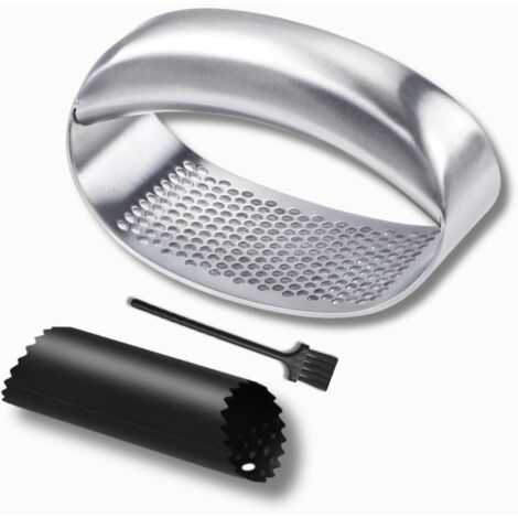 APEX Presse Ail Inox 18/10 à Bascule Solide, Hachoir Manuel en Acier Inoxydable, Coupe Ecrase Ail Circulaire Innovant Roulette (1/5)