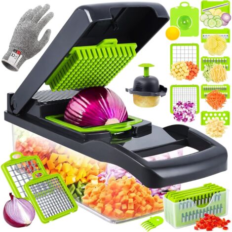 APEX Coupe Legumes Multifonctions 16 en 1, Professionnelle Mandoline Cuisine, Coupe Legume Manuel à 8 Lames Remplaçables
