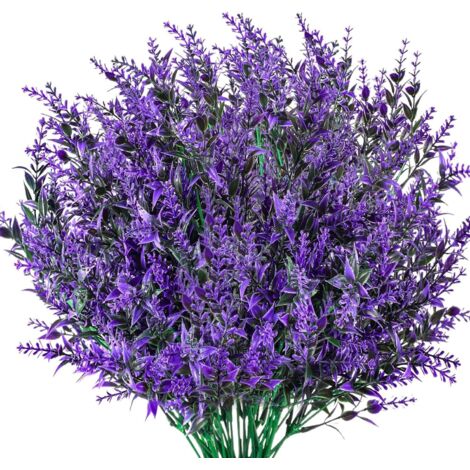 APEX Fleurs de Lavande Artificielles,Bouquet Fleur Artificielle Decor, Fausse Plantes Artificielles pour Extérieur Mariage - 9 Pcs/Violet