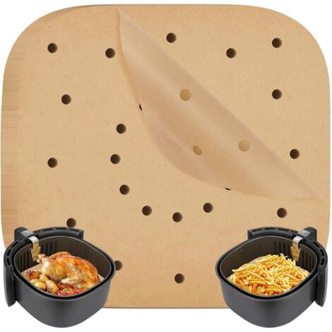 APEX 100 Feuilles Papier pour Friteuse à Air, Perforé Papier à Vapeur sulfurisé Carré de cuisson, Parchemin résistant à la chaleur (1/5)