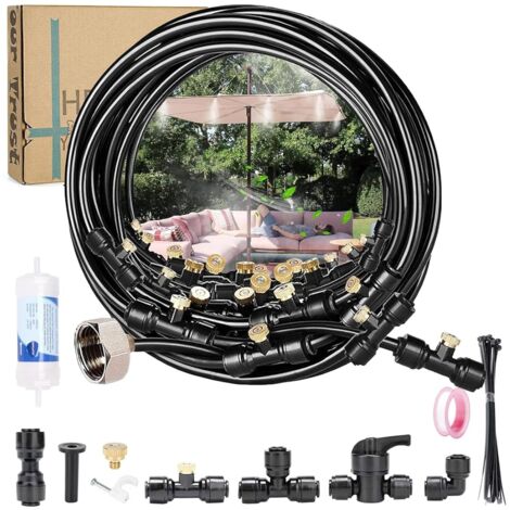 Apex – Brumisateur terrasse extérieur 10M – Kit complet avec tuyau en PU résistant aux UV – Buses en laiton étanches – Rafraîchit et humidifie l'air