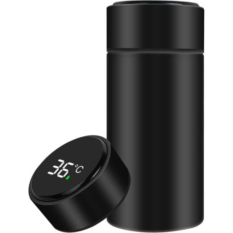 APEX Mini Gourde Isotherme en Acier Inoxydable, 300ml intelligente a LED de la température, Etanche, pour Running, École, BureauNoir (1/5)
