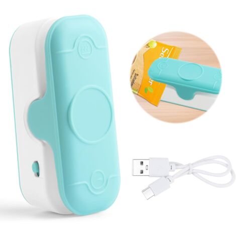 APEX Mini Scelleur Sac Plastique,2 en 1 Portable Scelleuse,Scelleur Thermique USB,Heat Sealer pour sacs plastiques avec miettes et snacks (1/5)