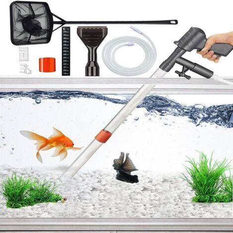 APEX Nettoyeur Gravier Aquarium, avec Bouton Pression d'air et Grattoir, Gravier Aquarium Pompe Aspirateur pour Filtre à Eau Gravel