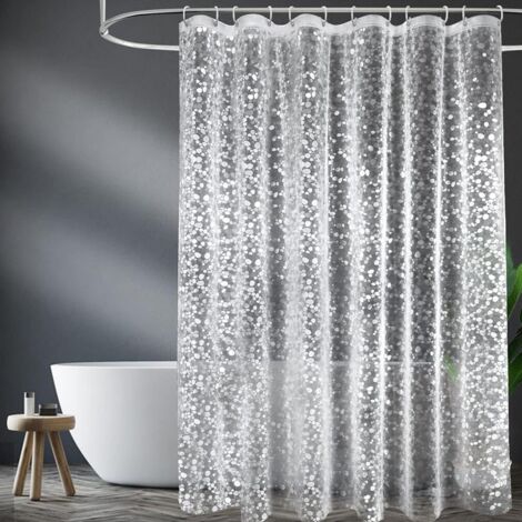 APEX Rideau de douche anti-moisissures et résistant, en PEVA imperméable et robuste, avec 12 crochets, 180 x 180 cm, motif pavés. (1/5)