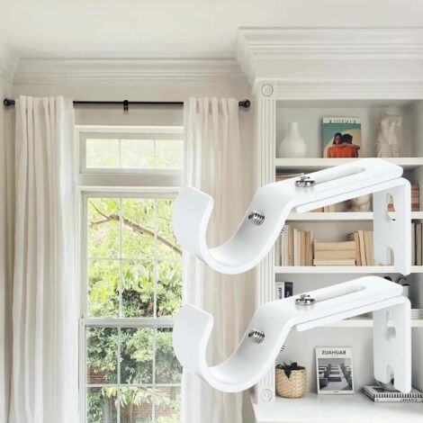 Yerleomit Lot de 2 supports de tringle à rideaux - 28 mm - En métal - Support mural pour tringle à rideaux - Blanc Yerleomit Lot de 2 supports de tringle à rideaux - 28 mm - En métal - Support mural pour tringle à rideaux - Blanc