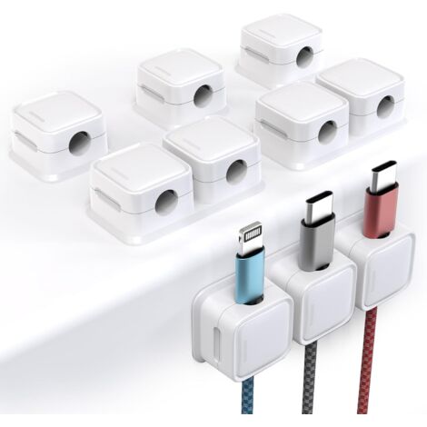 APEX Clip Câble, 6 Pcs 10 Trous Organisateur Câble Magnetique avec Auto-adhésifs, Clips Rangement de Câble, pour Câble Chargement USB (1/5)