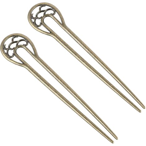 APEX Lot de 2 épingles à cheveux en métal en forme de U, grandes épingles à cheveux françaises, style vintage, accessoires de coiffure (1/5)