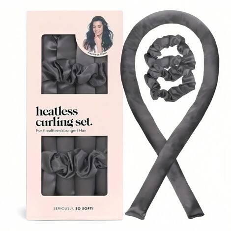APEX Kit de bigoudis sans chaleur - Bigoudis sans chaleur pour des boucles parfaites pendant la nuit - Rouleaux doux - Charbon (1/5)