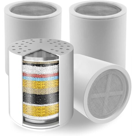 APEX Cartouches de rechange pour filtre de douche (paquet de 4), filtre de douche en eau dure à 20 étapes, élimine le chlore et les métaux lourds, adoucit l'eau. (1/5)