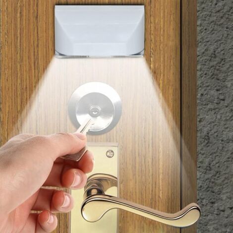 APEX Deux veilleuses LED blanches, détecteur de présence automatique, alimentées par piles, éclairage de serrure (1/5)