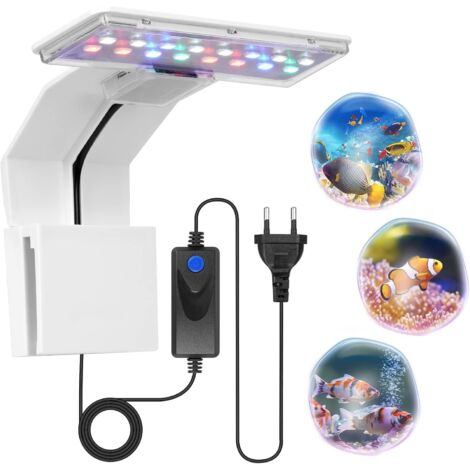 APEX Lampe pour aquarium, lampe à clip tricolore 9W 600LM, 16 LED, convient aux aquariums d'une épaisseur maximale de 6 mm, peut être utilisée pour maintenir des poissons et des plantes aquatiques (bl