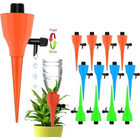 APEX Plant Self Watering Spikes Devices, 12 Pack Automatic Irrigation Equipment Plant Waterer with Slow Release Control Valve, Adjustable Water Volume Drip System (1/5)