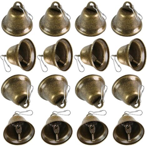 APEX 16PCS Bronze Jingle Bells Vintage Bells (1.58" X 1.5") with Spring Hooks Hanging for Wind Chimes Housebreaking Making Dog Potty Training Doorbell (1/5)