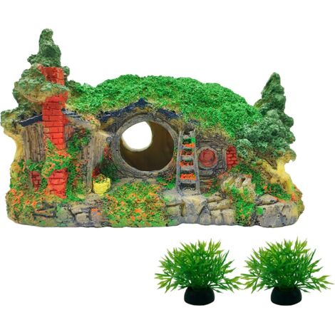 APEX Aquarium Decorations House Resin Betta Hideout Cave Small Aquarium Decor Hollow Hole Shelter Fish Tank Ornaments Mini Garden Decorating Landscaping Accessories (1/5)