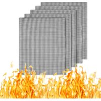 APEX Tapis de cuisson en maille pour barbecue, lot de 5 tapis de cuisson antiadhésifs réutilisables pour charbon de bois, 33 x 40 cm