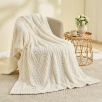 APEX Couverture Plaid Polaire Super Chaude, Plaid Fausse Fourrure Haute Qualité, Ultra Douce et Duveteuse,white-100150cm