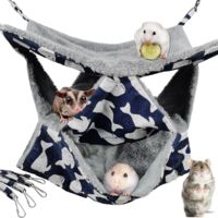 APEX Pet Cage Hammock, 3-Layer Hamster Hanging Bed Plush Sugar Glider Cage Chinchilla Swing Nest Guinea Pig Nap Sack Warm Ferrets Hideout Accessories Toy for Small Animals Rat Rabbit Squirrel (M)