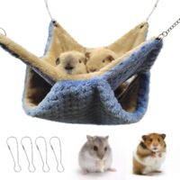 APEX Rat Hammock Double-Layer Fleece Guinea Pig Hammock House Warm Soft Rat Hammocks for Cage Accessories Ferrets Hideout Ferret Hamster Hammock for Small Animal Playing Sleeping (blue)