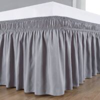APEX Valance Sheet Double - 150 x 200 cm - Easy Wrap Around Elastic Bed Skirt - Soft Brushed Polyester Microfiber Bed Ruffle with a Drop of 40 cm - Grey