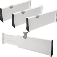 APEX Modular plastic drawer dividers (set of 4) - 28 cm wide x 10 cm high - expandable drawer organizer