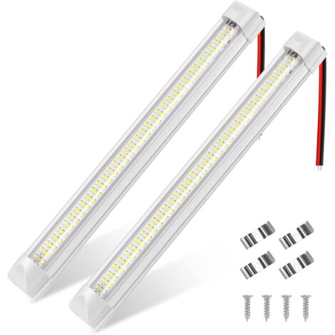 2PCS 12V Barre de lumière intérieure à LED Eclairage Voiture lumineuse 108LED avec interrupteur marche/arrêt pour Van Camping Camion Bateau (1/5)