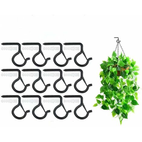 Crochet a Visser en Fer Q-hanger Vis,SL.GT Crochets Antirouille Crochets à Vis de Sécurité Antifracture avec Boulon d'Expansion en Plastique- Noir,12PCS (1/5)