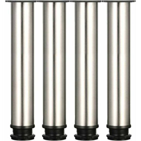 4 Pieds Réglables 300 mm De Hauteur épaissir les pieds d'armoire Pieds de table Pieds de meubles, Acier inoxydable brossé, Hauteur réglable 0-15 mm Venez avec des vis en acier inoxydable (1/5)