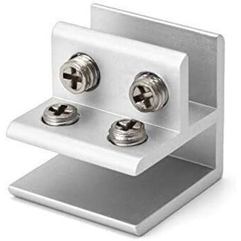 Lot de 4 colliers support pince à verre à 90 degrés , supports de serrage réglables pour verre pour étagère de 8 à 12 mm d'épaisseur (1/5)