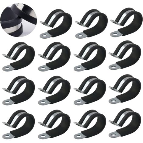 15 Pièces Collier de Serrage en Caoutchouc P-Clips de serrage 30mm Tuyau Clips avec Revêtement en Caoutchouc pour Tuyau de Véhicule Indoor Outdoor Câble (1/5)